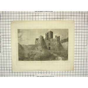    Antique Engraving Leicester Castle Old Print