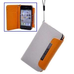 Wallet Style Leather Case for iPhone 4/iPhone 4S with Card Slots(White 