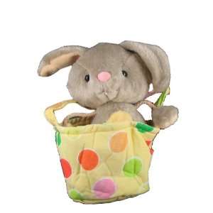  Polka Dot 5 Basket w/ Stuffed Plush Bunny Rabbit Toys 
