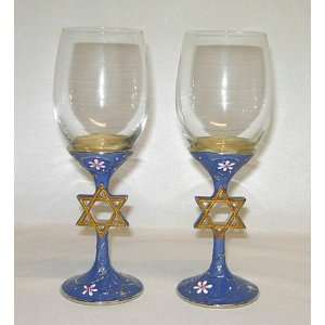  Star of David Wine Glasses, Set of 2