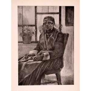  1946 Print Felicien Rops Lacemaker Sewing Knit Seated 