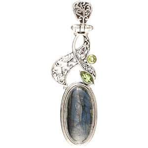  Labradorite and Peridot Pendant   Sterling Silver 