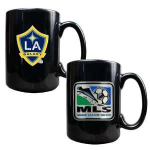 Los Angeles Galaxy MLS 2pc Black Ceramic Mug Set   Primary Team Logo 
