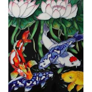  11 X 14 Art Tile   Vertical Koi