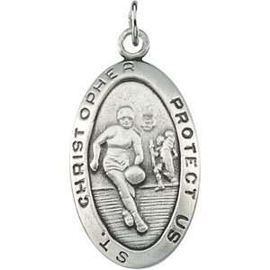    Sterling Silver St. Christopher Basketball Pendant Jewelry