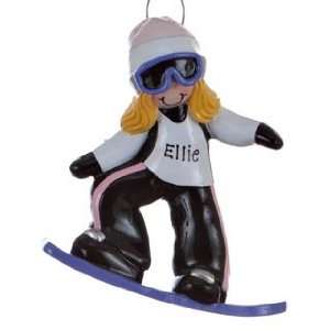  Personalized Snowboarder Girl Christmas Ornament