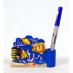   Ocean Life Pen Holder Toothpick Holder Yellow Tropical Fish 4.5 Home