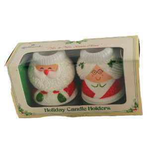  Hallmark Holiday Candle Holders Santa and Mrs Claus 