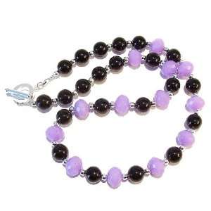 The Black Cat Jewellery Store Lavender Jade & Black Onyx Necklace 19 