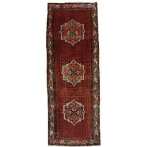  34 x 95 Red Persian Hand Knotted Wool Hamedan Runner Rug 