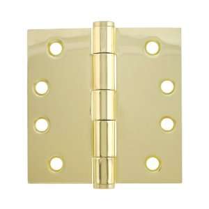   Steel Door Hinge With Button Tips in Polished Brass.