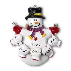   Family Name Christmas Ornament Snowman Custom Print 