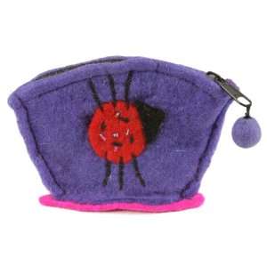  NFP 26 132 L Purple Pressed Wool Felt Purse with Lady Bug Electronics