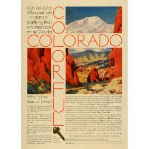  1930 Ad Colorado Chamber Commerce Pikes Peak Art Travel 