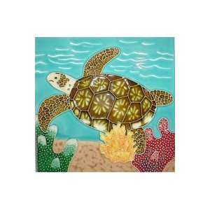  Sea Turtle Decorative Ceramic Wall Art Tile 4x4