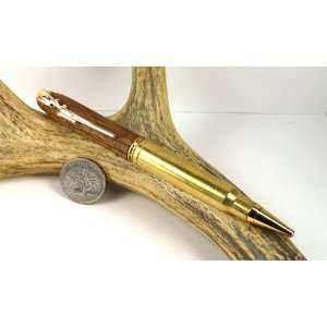  Cuban Mahogany 338 Mag Rifle Cartridge Pen With a Gold 