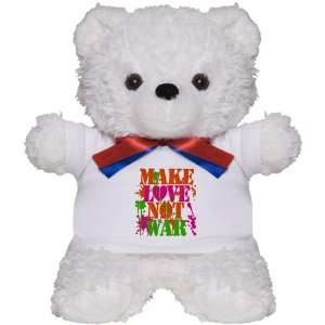  Teddy Bear White Make Love Not War Peace Symbol Sign 