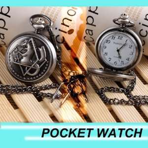 Vintage White Circular Dial&silver Horse Metal Pocket Watch Silver 