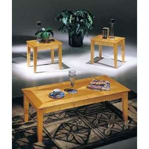    3pc Coffee Table & End Table Set Maple Finish