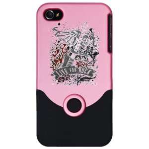  iPhone 4 or 4S Slider Case Pink Live For Rock Guitar Skull 