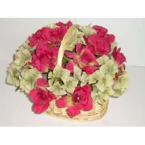 Mixed Floral Flower Arrangement in Blonde Woven Basket with Handle (10 