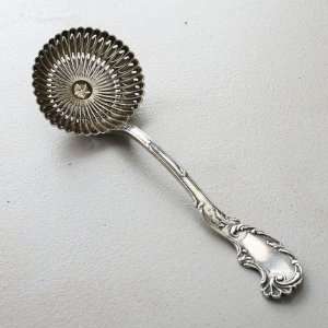    Antique Silver Scallop Slotted Serving Spoon