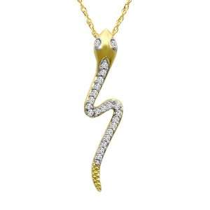  10k Yellow Gold Diamond Snake Pendant (1/10 cttw, I J 