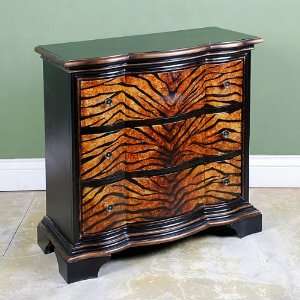   Chest 3 Drawer 33 African Motif Wood Cabinet New 