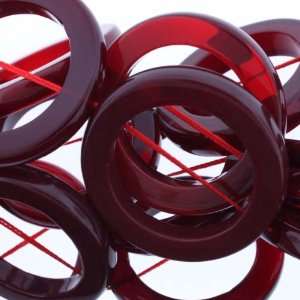  Red Glass Beads  Rings Donut   35mm Height, 35mm Width 
