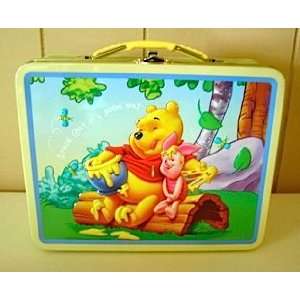  Pooh Tin Yellow Lunch Box PLUS a Pair of Girly Socks