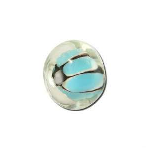   Turquoise with Black Lines Rondelle Lampwork Beads Large Hole Jewelry