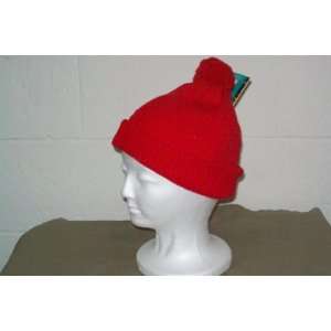  Red Solid Beanie / Ski Cap / Stocking Cap with Pompom 