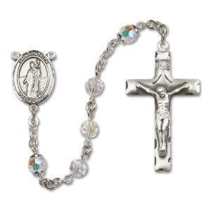  All Sterling Silver Rosary with Crystal , 6mm Highest 