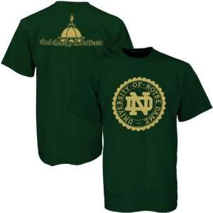   Dame Fighting Irish Green Metallic Crest T shirt