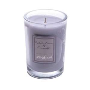 White Linen & Lavender Round Glass Candle 