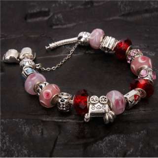 Charming glass beads LOVE Bracelet bangle 8.27 inch  