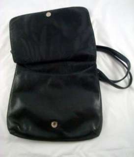 Nine West Black Leather Messenger Bag w/Silver Accent  