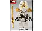 Lego Ninjago White Ninja ZANE ZX Minifigure WITH GOLDEN DRAGON SWORD 
