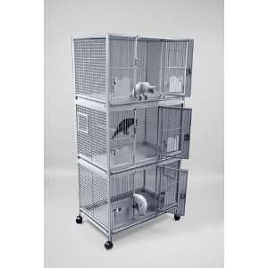 Stainless Steel Large Triple Stack Bird Cage 36 x 24 with Key Locks 