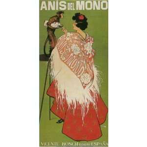 VINTAGE SPANISH Anis Del Mono Monkey Serving Liquor Fun poster 