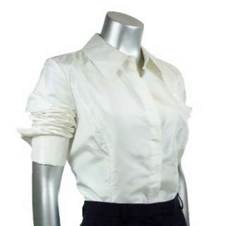 Sutton Studio Womens Silk Taffeta Blouse with Tie Top  