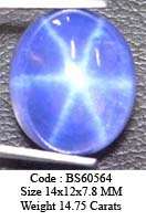14x12 mm Blue Star Sapphire 6 Rays BS49909 (Lab) VIEW VDO  