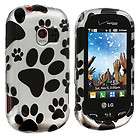 Dog Paw Black Hard Design Case Cover for LG Extravert VN271 Phone