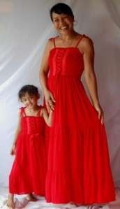 ZV363 RED/DRESSES 2 PC SET MOTHER DAUGHTER M L XL 1X 2X  