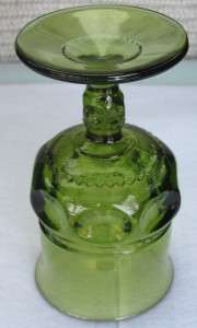 INDIANA GLASS GREEN KINGS CROWN WATER GOBLET  