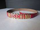 Vintage Moschino 1980s Red Leather Belt Gold Letters Ladies Womens 