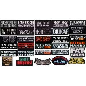  Biker Patches Assortment, 3 4 inch, 80 Embroidered iron on patches 