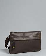 Fendi brown pelle leather and nylon belt bag style# 318350201