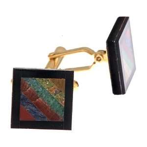 Unique Multi Stone Set Cufflinks with Presentation Box. Made in the 