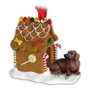  Dachshund Gingerbread House Ornament   Red
